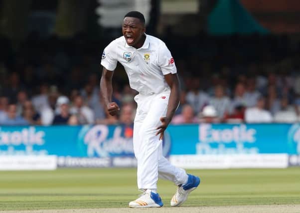 South Africa's Kagiso Rabada celebrates taking the wicket of England's Ben Stokes. Picture: Ian Kington/AFP/Getty Images