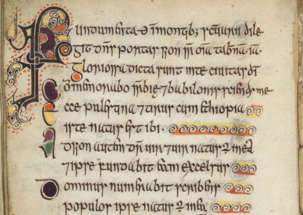 Detail from a page of the Celtic Psalter which dates to the 11th Century. PIC: Edinburgh University Library.