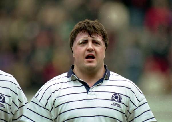 Paul Burnell sings the national anthem ahead of Scotlands 14-3 defeat by France in Paris in 1993. Picture: Ian Rutherford.
