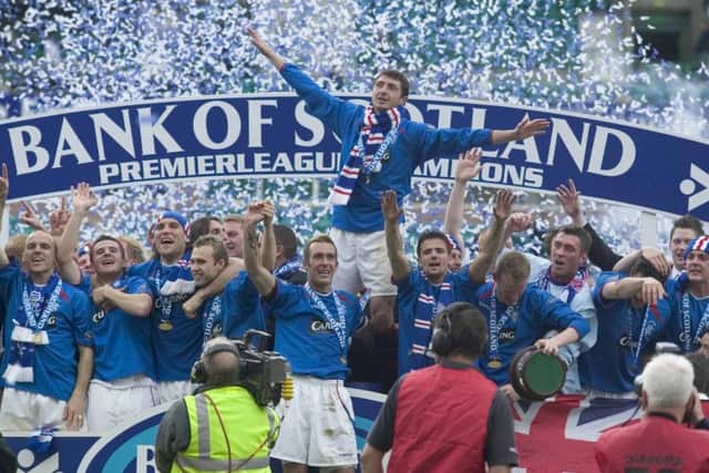 Rangers celebrate winning the Scottish league tiotle in 2005. Picture: SNS.