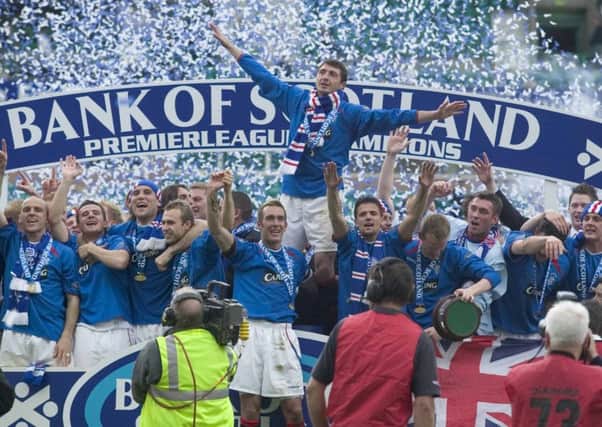 Rangers celebrate winning the Scottish league tiotle in 2005. Picture: SNS.