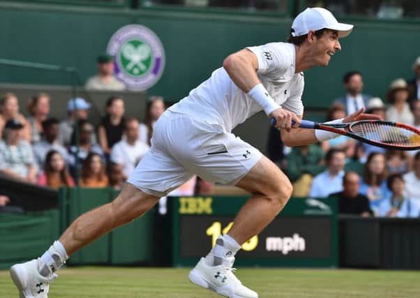 Andy Murray chases down a return during his 6-2, 4-6, 6-1, 7-5 third-round victory against Fabio Fognini. Picture: Getty.