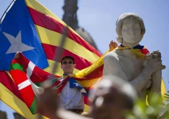 Barcelona residents attend a recent demonstration in support of a referendum in Catalonia. Picture: AP Photo/Emilio Morenatti