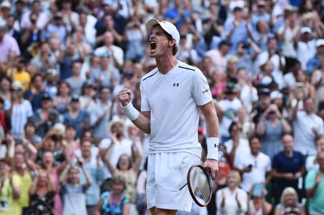 Andy Murray celebrates beating Italy's Fabio Fognini. Picture: GLYN KIRK/AFP/Getty Images