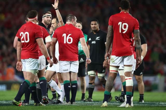 Kieran Reads face is a picture of incredulity as referee Romain Poite downgrades a penalty against Ken Owens to a scrum. Photograph: Getty