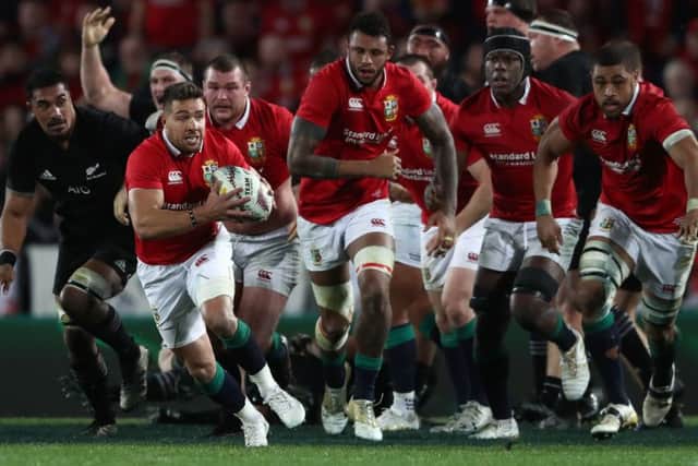 Rhys Webb of the Lions makes a break during the third test match against the All Blacks. Picture: David Rogers/Getty Images