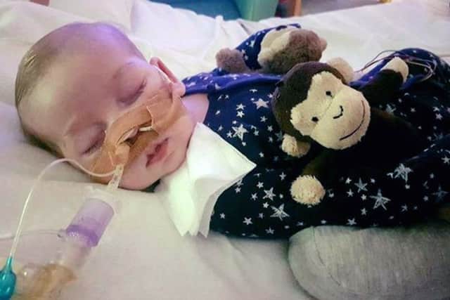 A family picture of Charlie Gard in hospital. Picture: PA