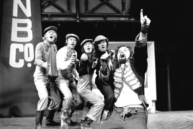 Billy Connolly joins The Offshore Theatre Company production of The Great Northern Welly Boot Show at the Waverley Market during the Edinburgh Festival Fringe in 1972. Picture: Denis Straughan/TSPL