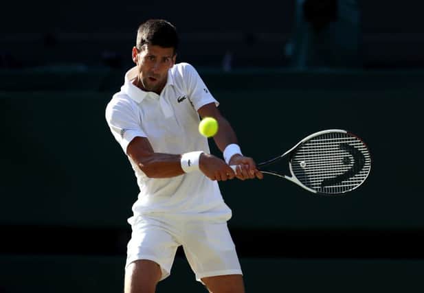 Novak Djokovic on the way to a straight sets victory over Ernests Gulbis. Picture: PA