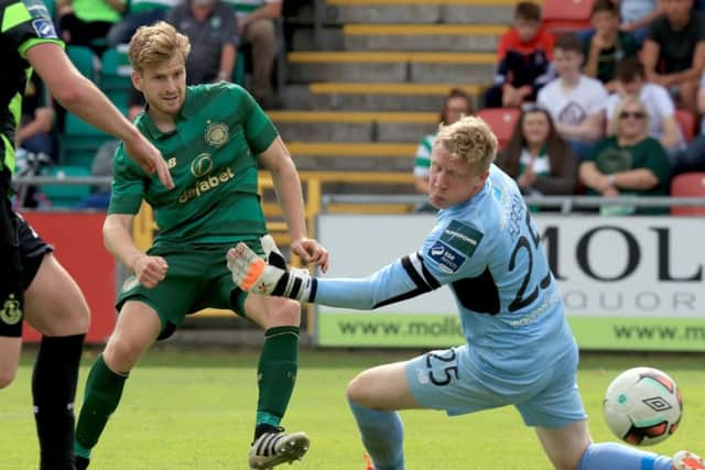 Celtic's Stuart Armstrong scores against Shamrock Rovers in Dublin. Picture: Donall Farmer/PA Wire