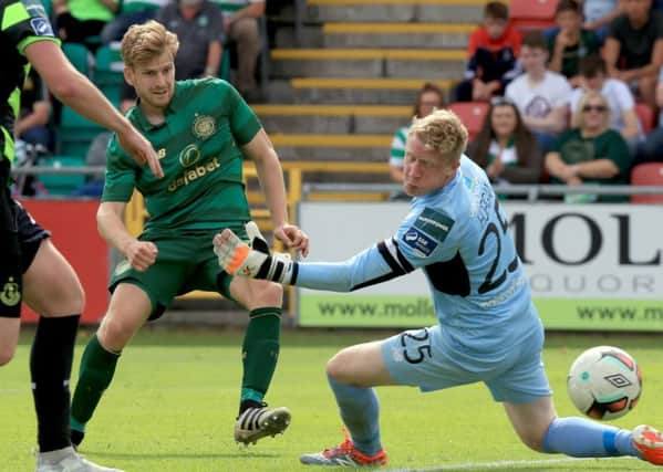 Celtic's Stuart Armstrong scores against Shamrock Rovers in Dublin. Picture: Donall Farmer/PA Wire