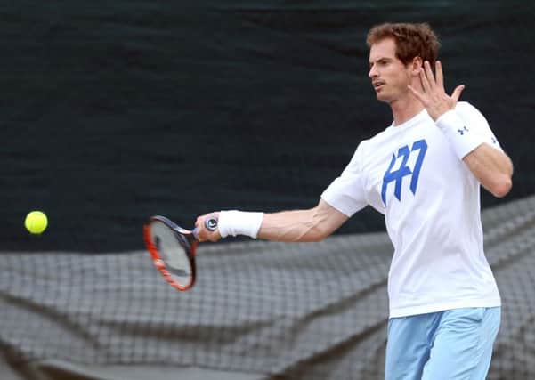 Andy Murray during a training session ahead of his last-16 match with Benoit Paire. Picture: Steven Paston/PA Wire