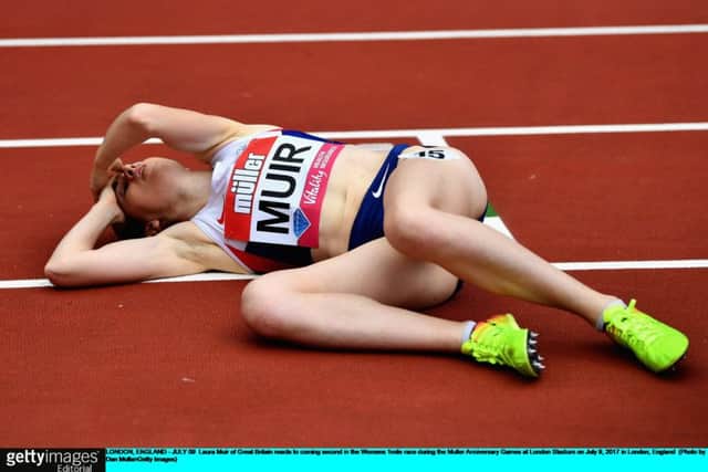 Laura Muir reacts to coming second in the women's one mile race. Picture: Dan Mullan/Getty Images