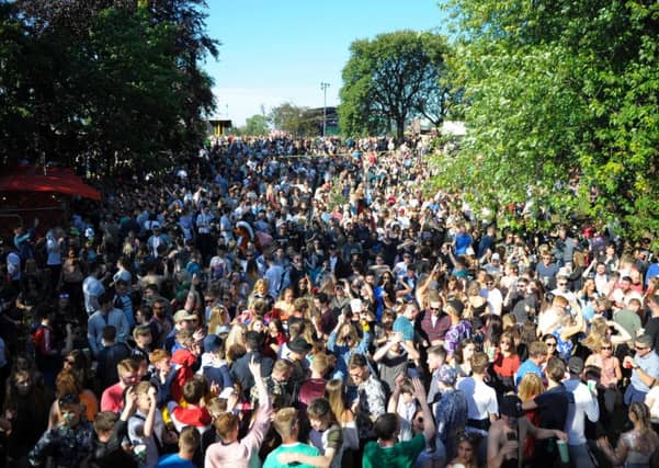 Music fans gather at the TRNSMT music Festival on Glasgow Green.
Picture: ANDY BUCHANAN/AFP/Getty Images