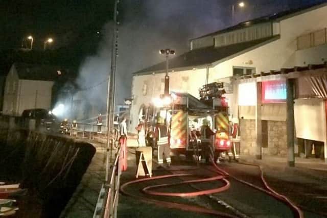 Fire brigade attend the fire at Rick Stein's Porthleven restaurant. Picture: SWNS
