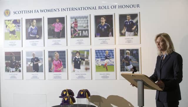 Anna Signeul at the 
opening of a new Scottish FA Women's International Roll of Honour display. Picture: Jeff Holmes.