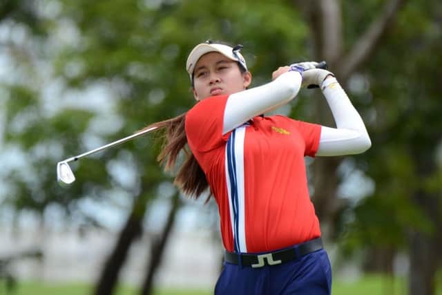 Atthaya Thitikul became the youngest winner of a pro event. Picture: AFP/Ladies European Tour