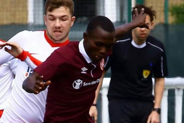 Michel Otou featuring for Hearts in a pre-season tournament against Spartans.