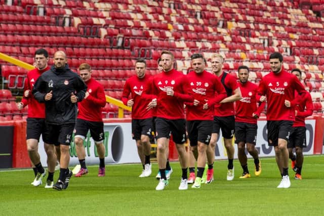 Aberdeen players train ahead of their Europa League tie against NK Siroki Brijeg. Picture: Alan Harvey/SNS