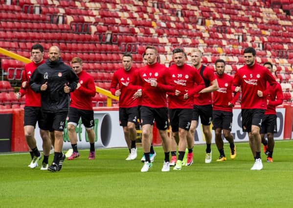 Aberdeen players train ahead of their Europa League tie against NK Siroki Brijeg. Picture: Alan Harvey/SNS