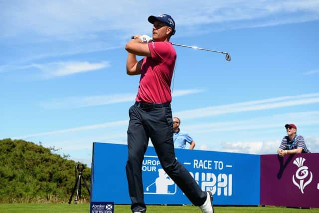 Henrik Stenson takes part in the left handed challenge on the 11th hole during the AAM Scottish Open pro am.  Picture: Tony Marshall/Getty Images
