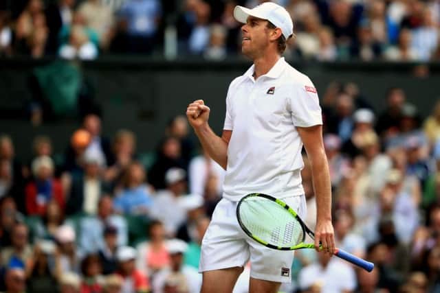Sam Querrey celebrates beating Andy Murray at Wimbledon. Picture: John Walton/PA Wire