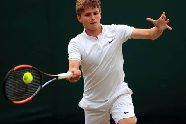 Scotland's Aidan McHugh defeated sixth seed Marko Miladinovic of Serbia in the Boys' Singles at Wimbledon. Picture: Adam Davy/PA Wire