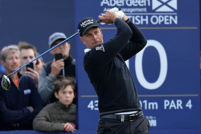 Henrik Stenson of Sweden plays the first hole at Dundonald. Picture: Mark Runnacles/PA Wire