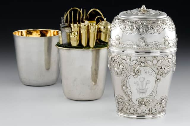 Silver travelling canteen of Prince Charles Edward Stuart, by Ebenezer Oliphant, Edinburgh, 174041, abandoned at the Battle of Culloden Â© National Museums Scotland