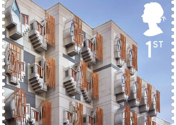 The Scottish Parliament is featured in the new Royal Mail stamp set. Picture: Royal Mail/PA Wire