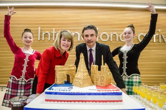 Air France celebrating the launch of its Glasgow-Paris route last year. Picture: Nick Ponty