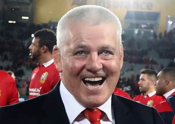 Warren Gatland celebrates after the Lions draw the final Test 15-15 to tie the series with New Zealand.  Picture: David Rogers/Getty Images