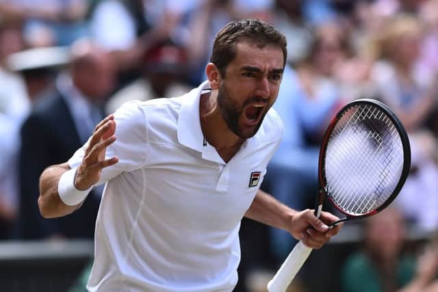 Croatia's Marin Cilic celebrates his win over Sam Querrey in the men's singles semi-final. Picture: Glyn Kirk/AFP/Getty Images