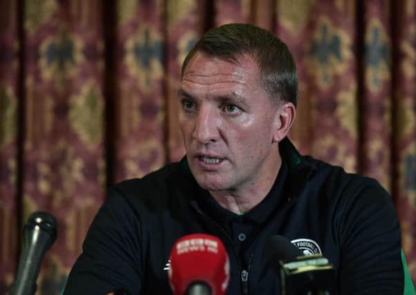 Brendan Rodgers criticised the fans who threw missiles at the Celtic players. Picture: Getty Images