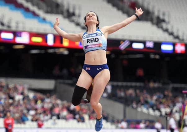 Stef Reid rises high in the Women's Long Jump T44 Final at the 2017 World Para Athletics Championships at London Stadium. Picture: Victoria Jones/PA Wire