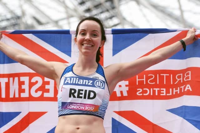 Stef Reid celebrates winning gold in the T44 women's long jump at the 2017 World Para Athletics Championships at London Stadium. Picture: Victoria Jones/PA Wire