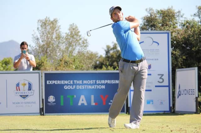 Blairgowrie's Bradley Neil on his way to a second-successive 64 in the Italian Challenge Open by Lyoness. Picture: Alessandro Bellicini