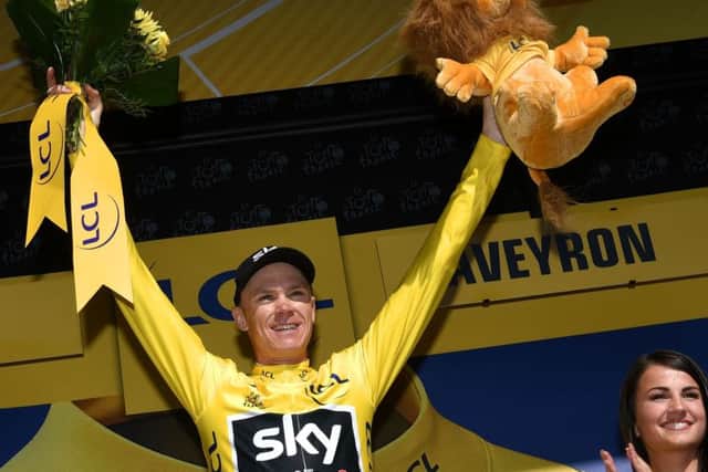 Chris Froome celebrates regaining the yellow jersey 14th stage  of the Tour de France Picture: Philippe Lopez/Getty Images