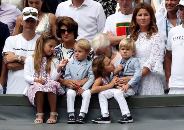 The Federer family: Children Charlene Riva, Myla Rose, Lenny and Leo with their mother, Mirka, and grandmother, Lynette. Picture: PA.