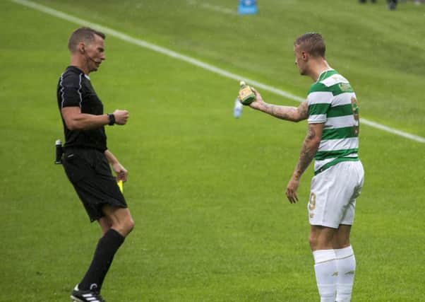 Leigh Griffiths was almost struck with a bottle of Buckfast during the first leg in Belfast. Picture: PA