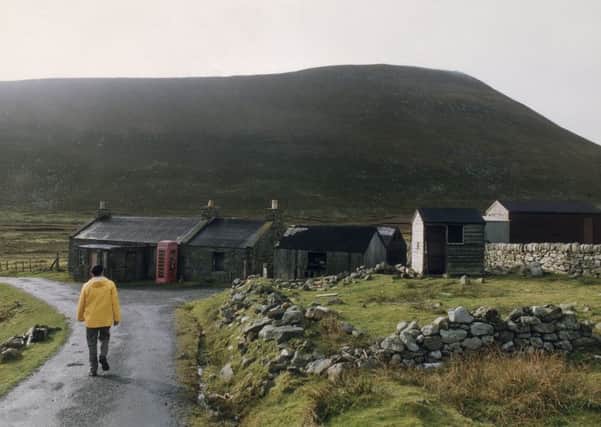 Picture: Scenic view of the island of Foula in Shetland, showing its one telephone box, TSPL