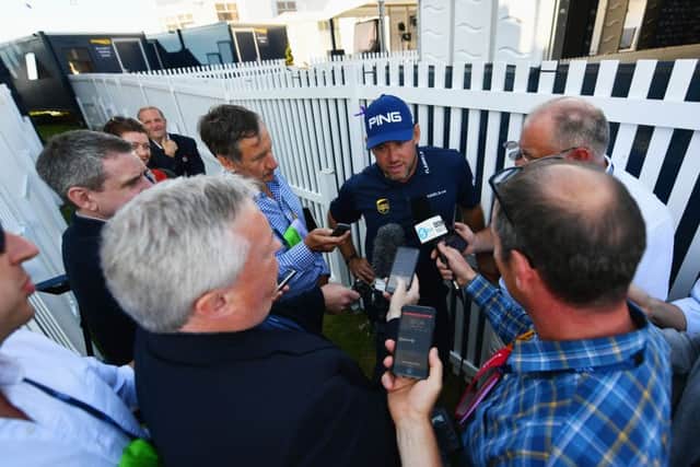 Lee Westwood talks to reporters at Royal Birkdale in the build up to the 146th Open Championship. Picture: Getty Images