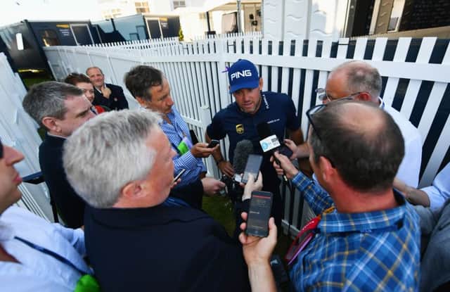 Lee Westwood talks to reporters at Royal Birkdale in the build up to the 146th Open Championship. Picture: Getty Images