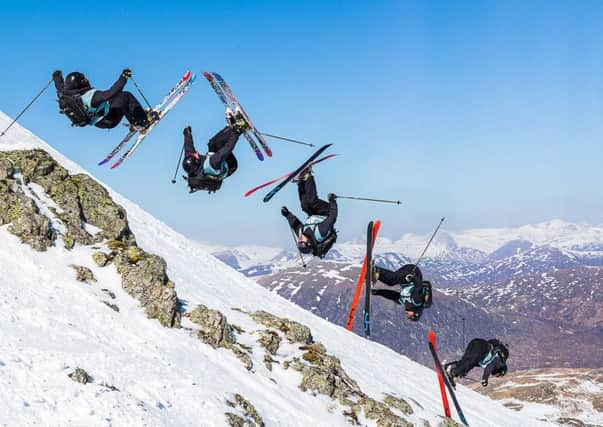 A photoshoped image of multiple backflip skiers. Picture; Eastwood Photographic Society.