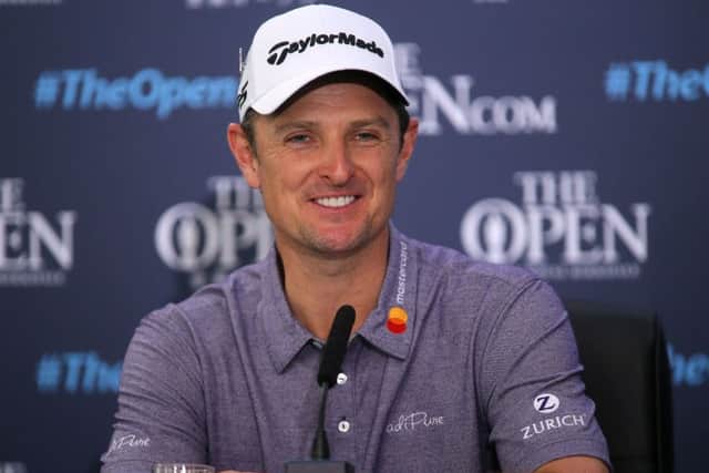 Justin Rose faces the media at Royal Birkdale.