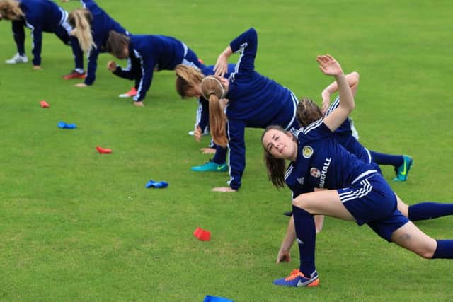 Scotland women during a training session at VV Woudenberg, Woudenberg.Picture: Mike Egerton/PA Wire