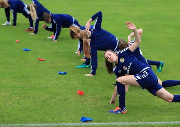 Scotland women during a training session at VV Woudenberg, Woudenberg.Picture: Mike Egerton/PA Wire