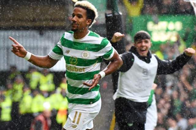 Scott Sinclair celebrates after putting Celtic 1-0 ahead after only four minutes at Celtic Park. Picture: SNS.