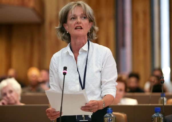 Kensington and Chelsea Council's leader Elizabeth Campbell speaks during a council meeting to discuss Grenfell Tower. Picture; Getty
