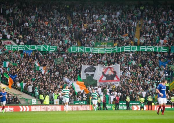 Celtic have been hit with disciplinary action over an alleged "illicit banner" which was displayed during their match against Linfield. Picture: PA